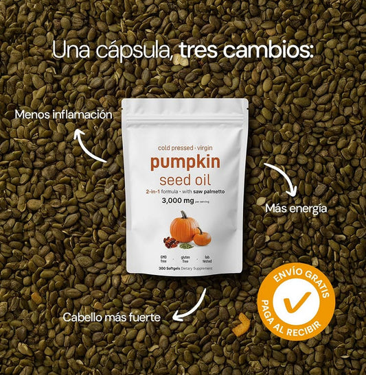 Aceite de Semilla de Calabaza + Saw Palmetto - 2 en 1